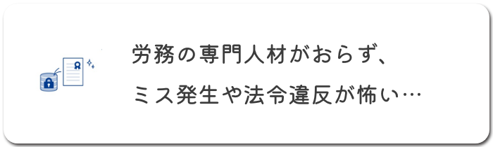 労務の専門人材がおらず、ミス発生や法令違反が怖い…